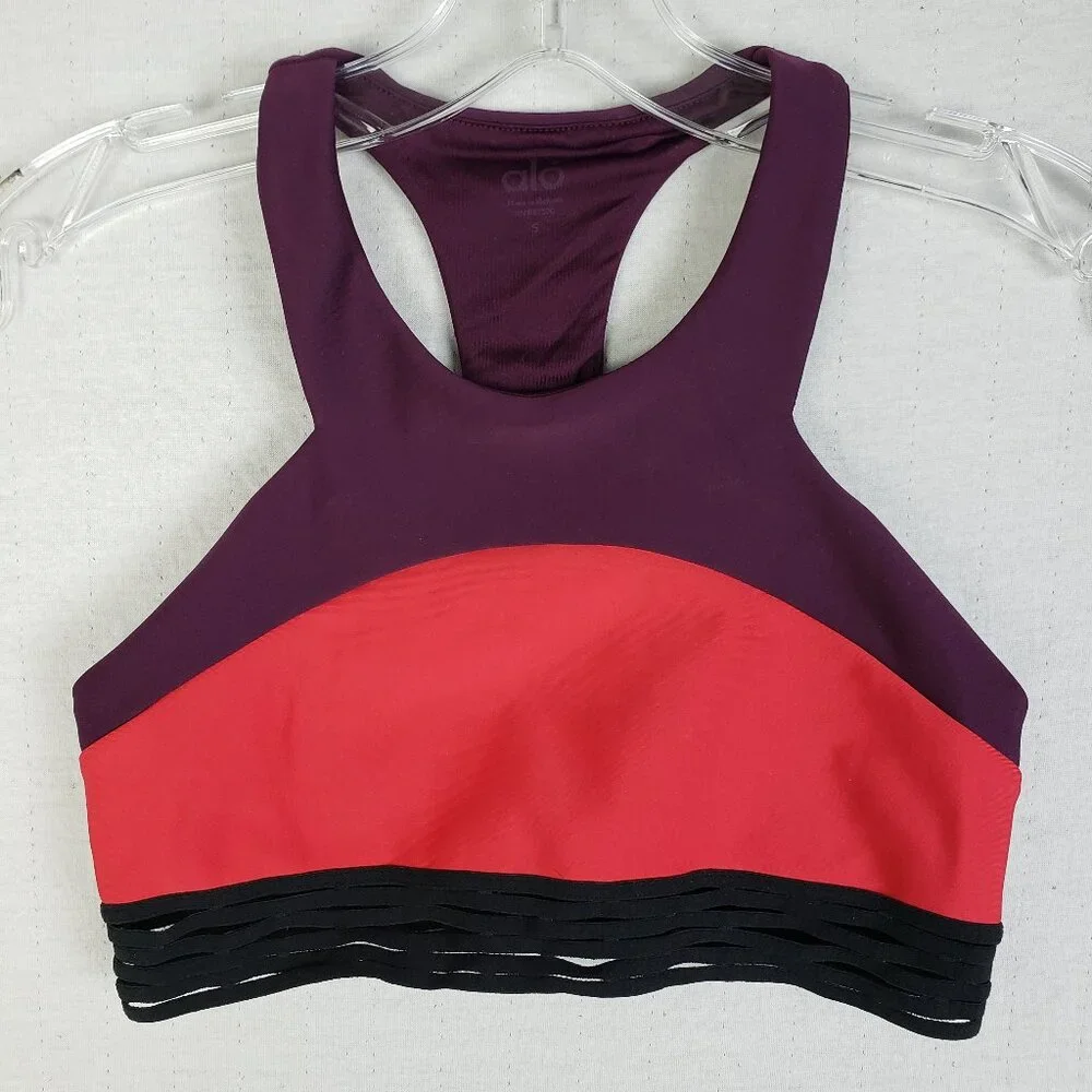Alo Yoga Endear Sports Bra Colorblock size S Athleisure Gym
